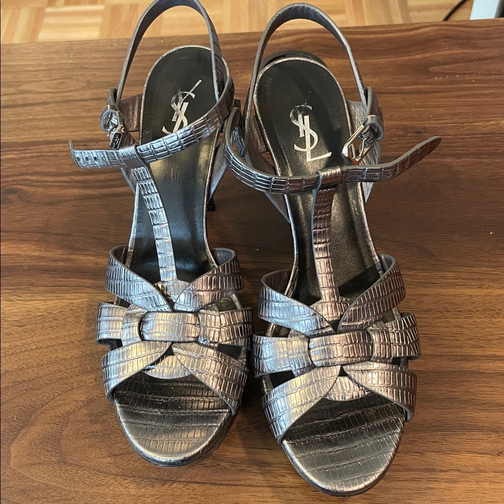 Saint Laurent Tribute Metallic Sandals - great condition